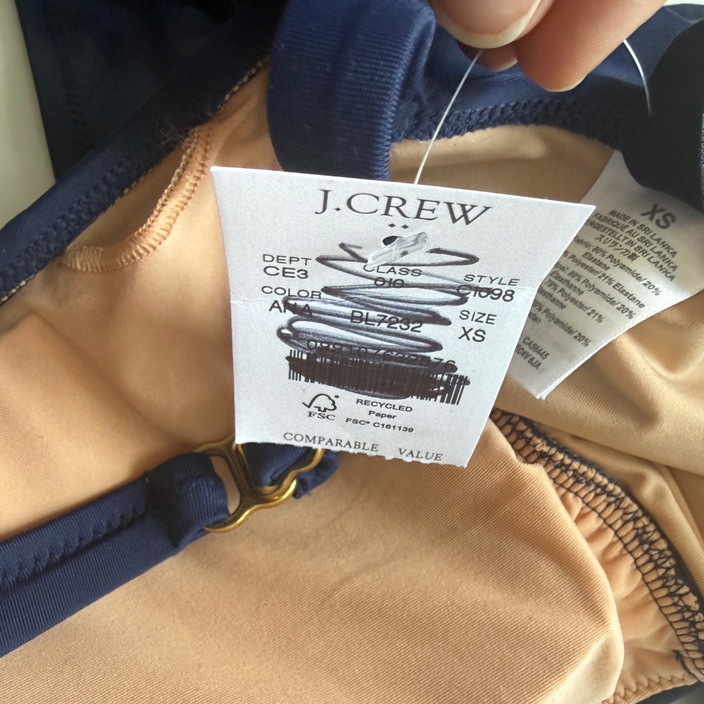 J CREW Ruched plunge one-piece swimsuit XS blue NWT - Picture 6 of 10